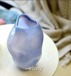 Blue Glass Vase Organic Shape Light Blue Indoor Decorative Flower Holder