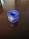 Blue Glass Vase Venetian Style Handcrafted Frill Edge Silver Foil Decor