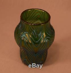 Blue & Green Iridescent Loetz Art Glass Cabinet Vase