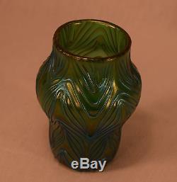 Blue & Green Iridescent Loetz Art Glass Cabinet Vase