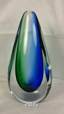 Blue Green Murano Sommerso Teardrop Vase