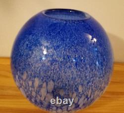 Blue Hand-Blown Glass Vase by Hisayoshi Iwata