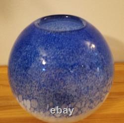 Blue Hand-Blown Glass Vase by Hisayoshi Iwata