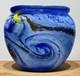 Blue Hand Blown Studio Art Glass Vase by French Artist Jean Claude Novaro 1986