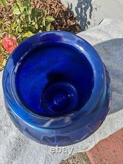 Blue Iridescent Glass Vase From Zellique Studio Signed By Artist Phyllis Polito