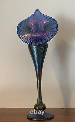 Blue Iridescent Pulled Feather Jack in The Pulpit Vase 14