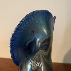 Blue Iridescent Pulled Feather Jack in The Pulpit Vase 14