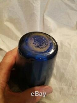 Blue Loetz Metallin Sterling Overlay Vase