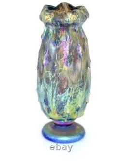 Blue Luster Cyrpiot Vase Design. By Saul Alcaraz. Blown Glass