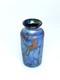 Blue Luster Vase With Red Heart Design. Blown Glass by Saul Alcaraz