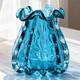 Blue Murano Style Glass Vase, Hand-Blown Wide-Mouth Ocean Bubble Vase, Modern Ar