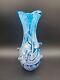 Blue Murano art glass vase, 8 3/4 Tall