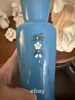 Blue Opaline Bud Vase Victorian Rockford Silver Plate Co. Vase Glass Insert