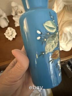 Blue Opaline Bud Vase Victorian Rockford Silver Plate Co. Vase Glass Insert