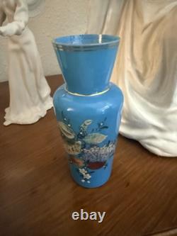 Blue Opaline Bud Vase Victorian Rockford Silver Plate Co. Vase Glass Insert
