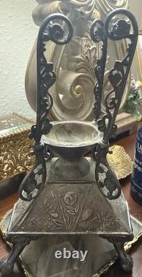 Blue Opaline Bud Vase Victorian Rockford Silver Plate Co. Vase Glass Insert