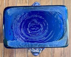 Blue & Pink Designed Vase Handblown Studio Art Glass By Mensch Signed & Dated 95