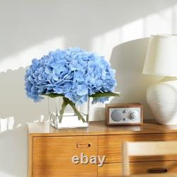 Blue Real Touch Hydrangea Faux Flowers in Glass Vase Centerpiece Decor