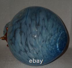 Blue Speckle Bulb Vase with18K Gold and Swarovski Crystals