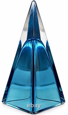Blue Teal Art Glass Obelisk 12 Swedish Scandinavian MCM Sculpture Decor