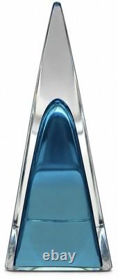Blue Teal Art Glass Obelisk 12 Swedish Scandinavian MCM Sculpture Decor