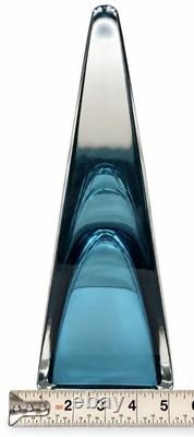 Blue Teal Art Glass Obelisk 12 Swedish Scandinavian MCM Sculpture Decor