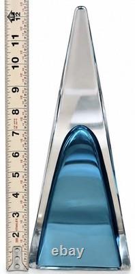 Blue Teal Art Glass Obelisk 12 Swedish Scandinavian MCM Sculpture Decor