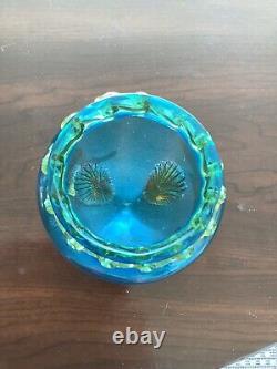 Blue and Amber Glass Vase Vintage Approximately 5. In H 3.5 B. Extremely Beautiful