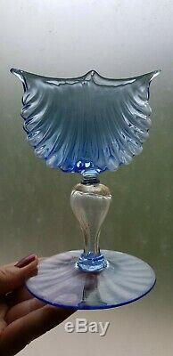 Blue and clear Murano glass Scallop-Shell Vase by Antonio Salviati c. 1880-1895