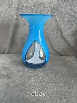 Blue teardrop art glass vase MINT