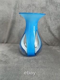 Blue teardrop art glass vase MINT