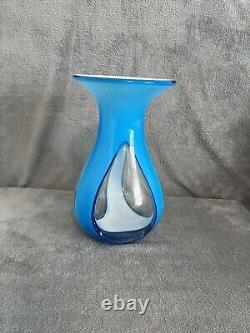 Blue teardrop art glass vase MINT