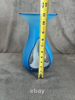 Blue teardrop art glass vase MINT