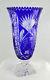 Bohemia / Bohemian Crystal Large Cobalt Blue Flower Vase Stunning 15-3/8