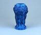 Bohemian Art Deco blue glass vase with figures of nude ladies