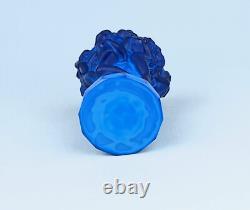Bohemian Art Deco blue glass vase with figures of nude ladies