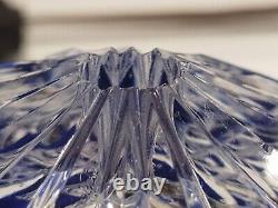 Bohemian Cut to Cobalt Blue & Clear Glass Table Lamp Signed 12 X 6