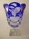 Bohemian Czech cut glass vase Cobalt blue/clear