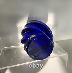 Bohemian Glass Vase by Jan Beranek Czech Glass Cobalt Blue Indigo Blue 7 Tall