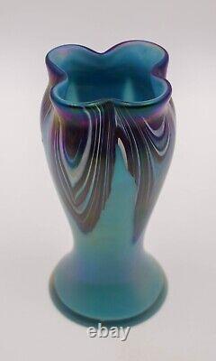 Bohemian Rindskopf Blue Art Glass Vase, Circa 1935