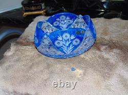 Bohemian glass cobalt blue cut to clear Vase