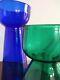 Bristol Blue Glass Hyacinth Bulb Vase & A Green Glass Antique Bulb Vase Pontil