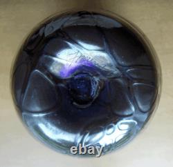 Bruce Freund gorgeous blue/purple iridescent art glass vasesignedpristine