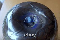 Bruce Freund gorgeous blue/purple iridescent art glass vasesignedpristine