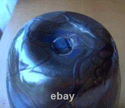 Bruce Freund gorgeous blue/purple iridescent art glass vasesignedpristine