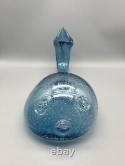 Bubble Art Glass Blue Whale Vase Large 18.5