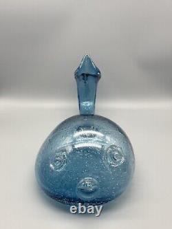 Bubble Art Glass Blue Whale Vase Large 18.5