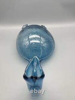 Bubble Art Glass Blue Whale Vase Large 18.5