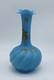 C. 1879 FRENCH Blue OPALINE TWISTED Glass Vase With Beautiful GOLD GILDING