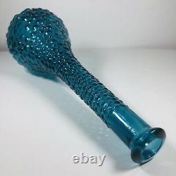 C1960 Genie Bottle Decanter Rare Petrol Blue Hobnail Italy Art Glass Emboli MCM